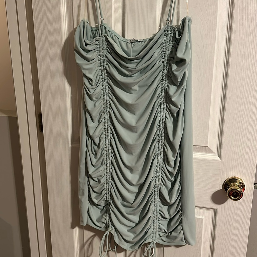 BNWT Sage Scrunched Detailed Spaghetti Strapped Dress